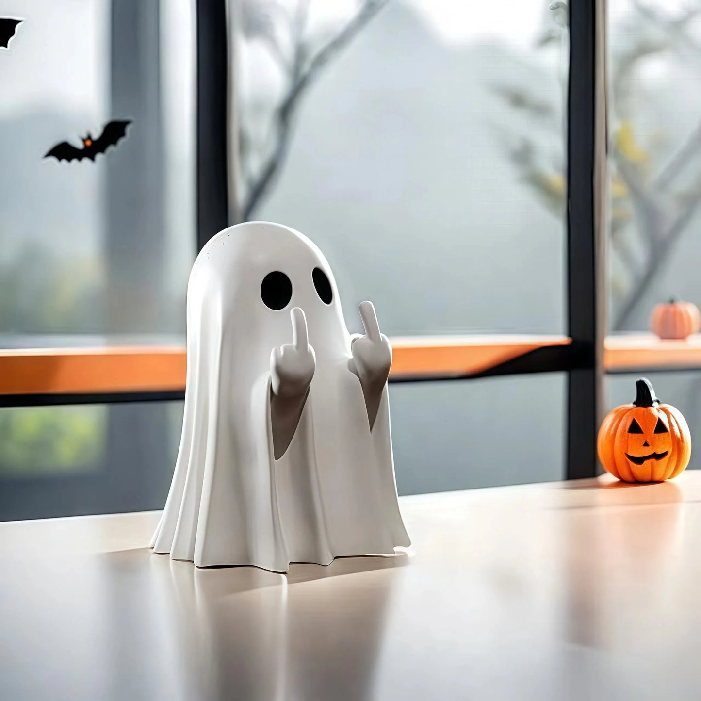 Middle Finger Cute Ghost Statue, Ghosts Small Scary Ghost Figurines, Halloween Home Decorations, Coffee Table Centerpieces Shelf Beauty World Shop