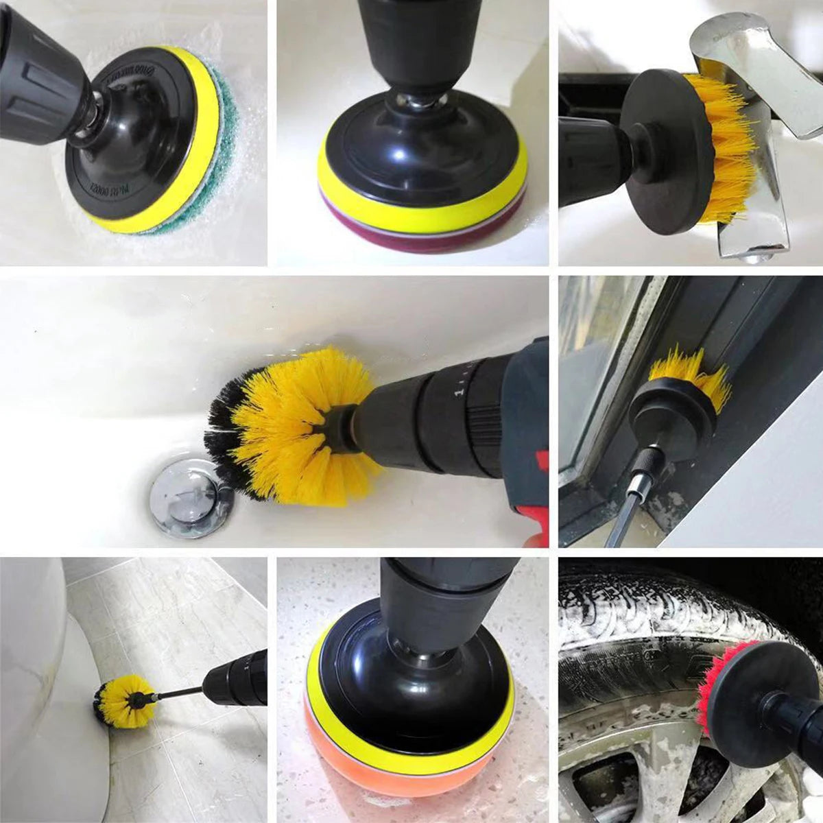 Electric Drill Brush Kit Electric Cleaning Brush Tool For  Car Tile Bathroom Brush Bathroom  Kitchen Plastic Scrubber Brushes Beauty World Shop