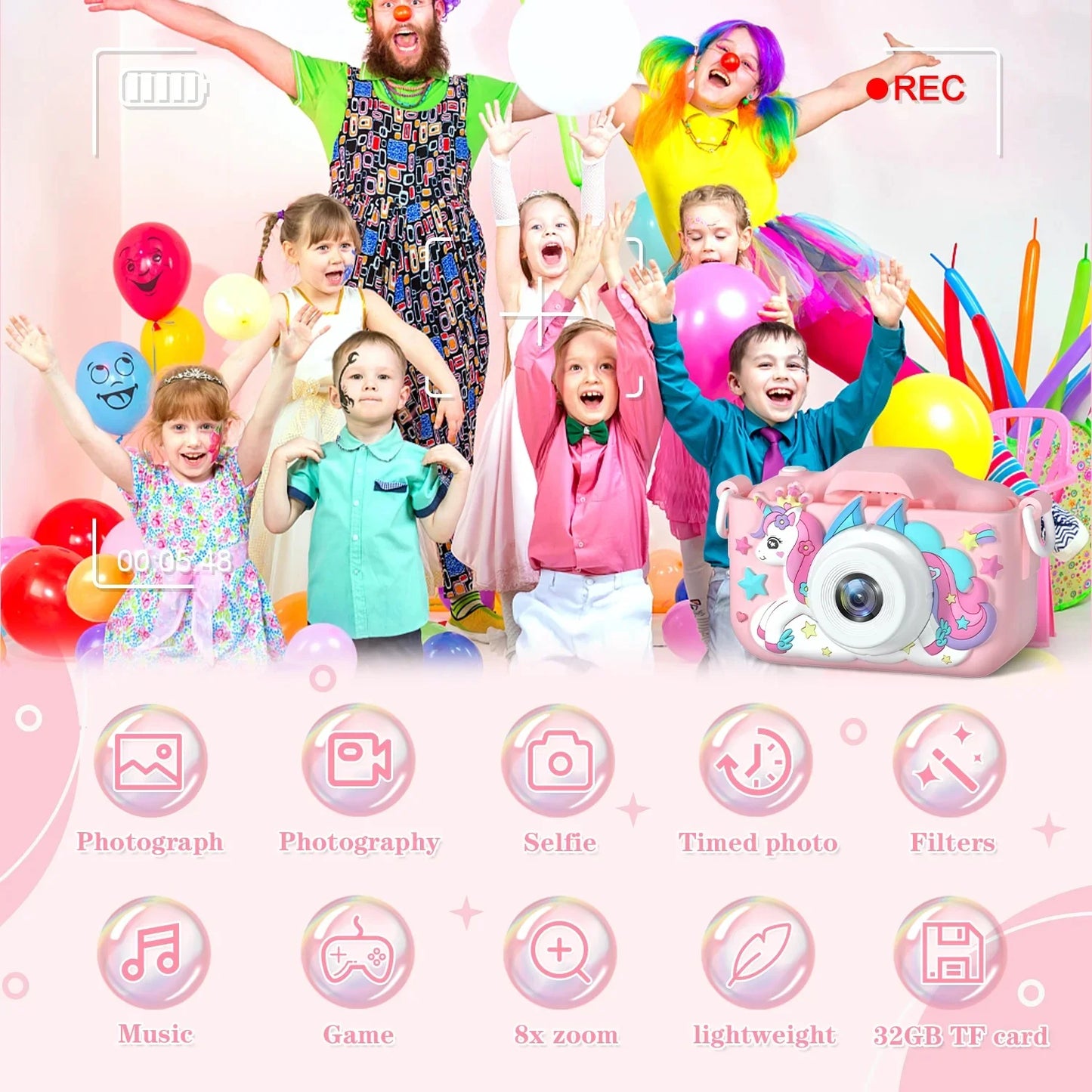 Christmas Children Camera HD 1080P Toddler Digital Video Camera 2.0inch Kids Camera with Silicone Cases Toys for Christmas Gifts Beauty Fashion