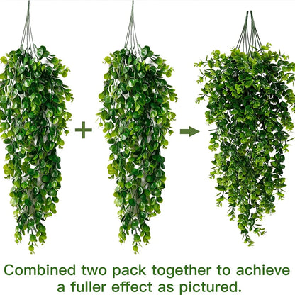 Artificial Hanging Plants Faux Eucalyptus Leaf Greenery Vine Outdoor UV Resistant Plastic Plants for DIY Home Wedding Decoration Beauty World Shop