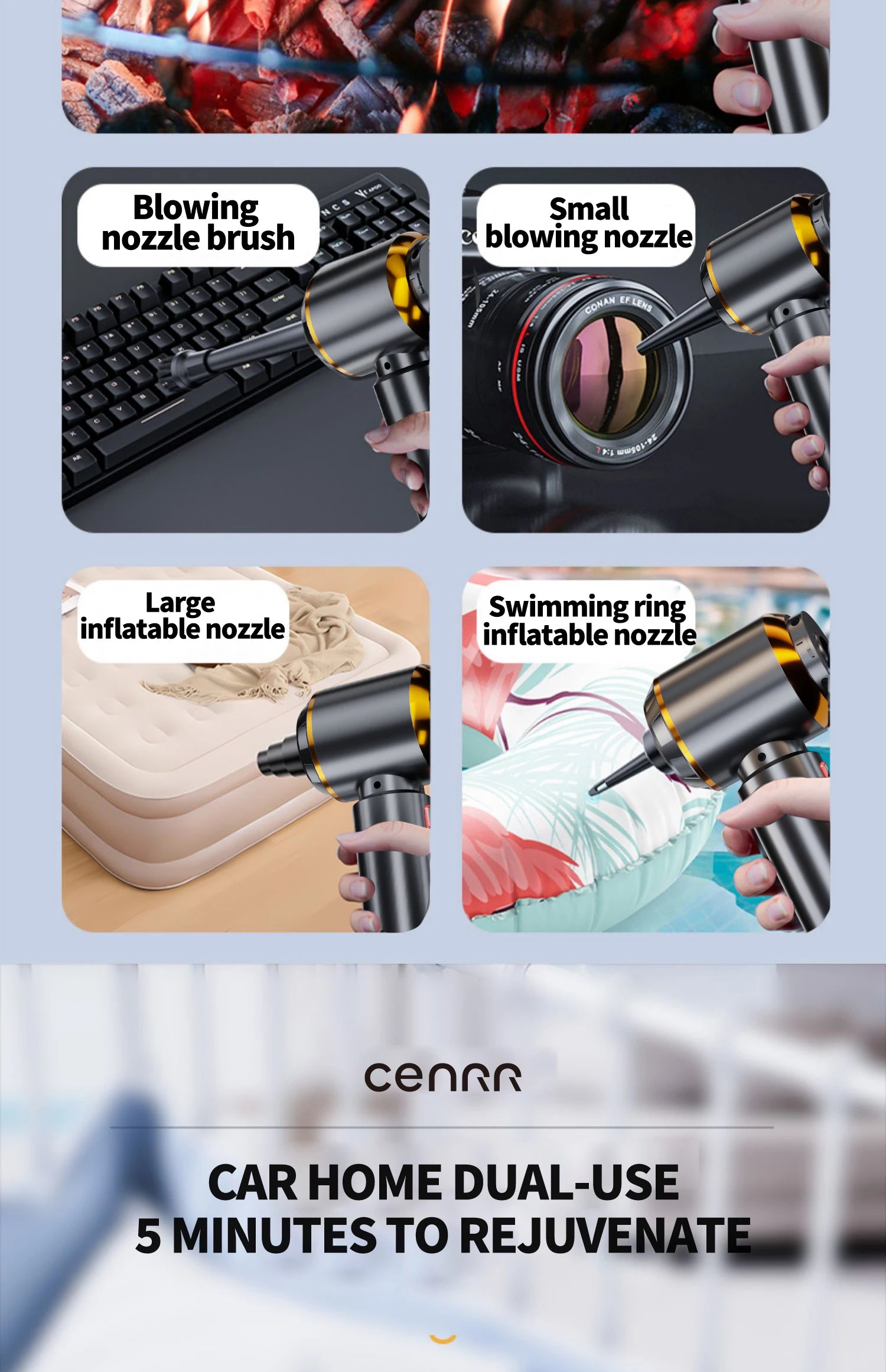 CENRR 998000PA Car Vacuum Cleaner Strong Suction Cordless Wireless Cleaner Handheld Portable Vacuum Cleaner Cleaning Machine Beauty World Shop