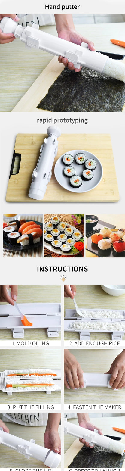 Sushi Tools Quick Make Japanese Roller Rice Vegetable Meat Roll Sushi DIY Sushi Making Machine Kitchen Supplies Beauty World Shop