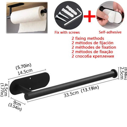 Kitchen Paper Towel Holder Adhesive Tissue Hanger Toilet Roll Paper Dispenser Cabinet Storage Napkin Rack Bathroom Accessories Beauty World Shop