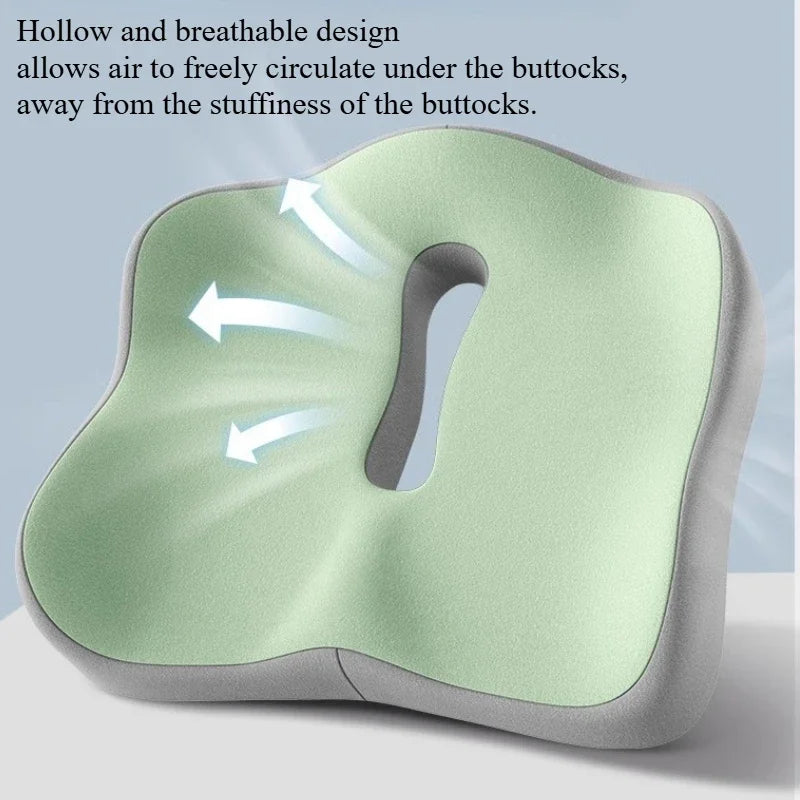 1pc Memory Foam Seat Cushion - 3D Ergonomic Support| Light Green & Grey, Washable Polyester, Car/Office Essentials Beauty World Shop