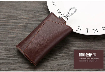 New Genuine Leather Keychain Men Key holder key organizer Pouch Car Key pouch Wallet Housekeeper Key Case Mini Card Bag Beauty World Shop