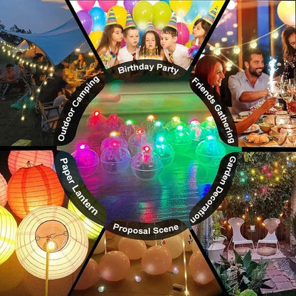100/10Pcs Mini LED Balloon Light Colorful Flashing Luminous Tumbler Ball Lamp Lantern Light Christmas Wedding Party Decorations Beauty World Shop