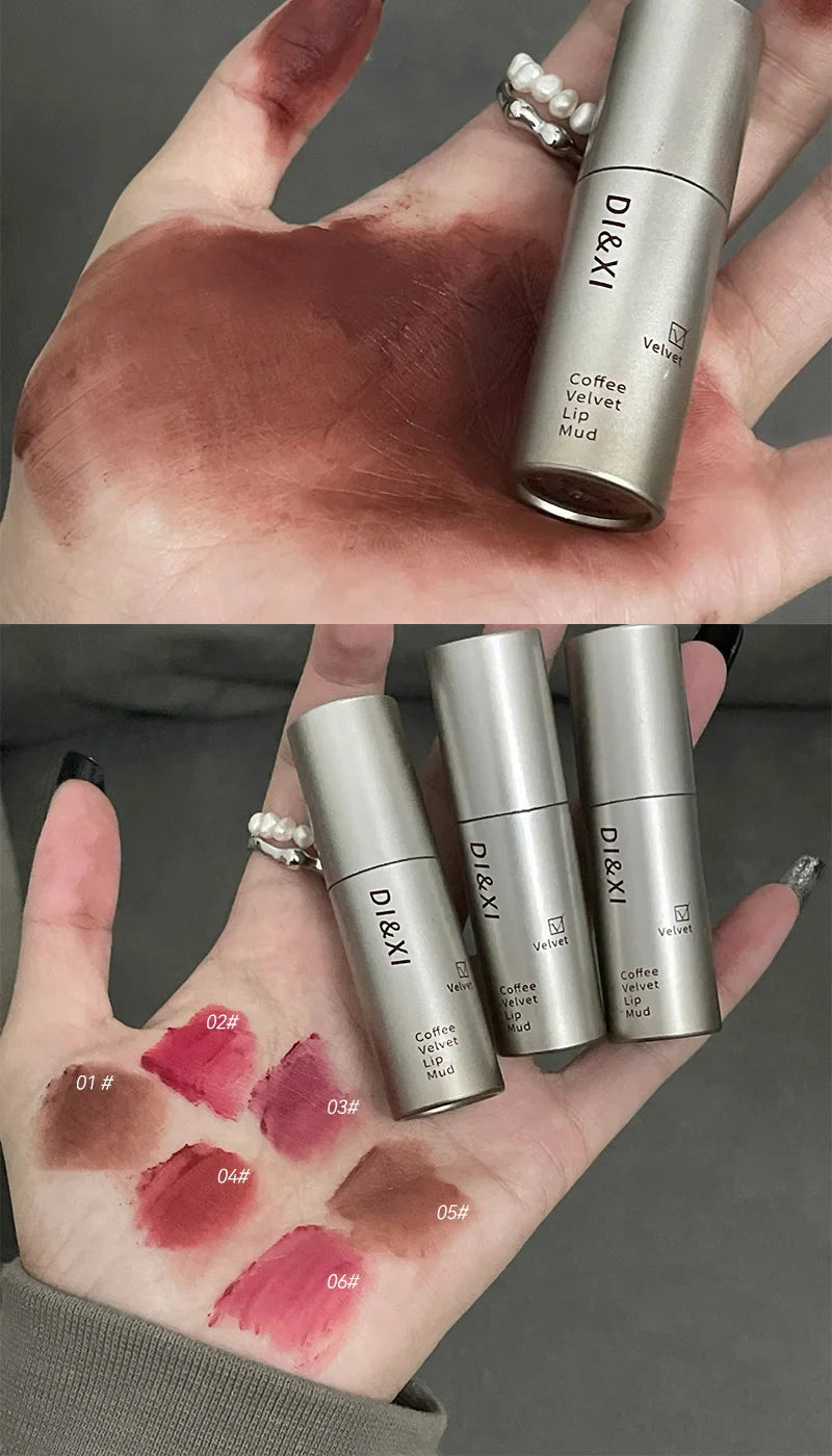 DIXI Mini Silver Tube Matte Lip Glaze — Velvet Finish, Skin-Enhancing, Versatile Low-Saturation Latte Shade Beauty Trend Shop