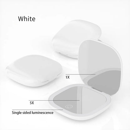 Mini Compact Foldable Pocket Hand Led Makeup Mirror With Led Light 5x/10x Magnification Rechargeable And Small Beauty World Shop