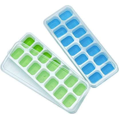 Ice Cube Tray Mold with Lid Silicone Square 14 Cube Easy Release Ice Cube Molds Summer Kitchen Bar DIY Iced Cocktail Freeze Tool Beauty World Shop
