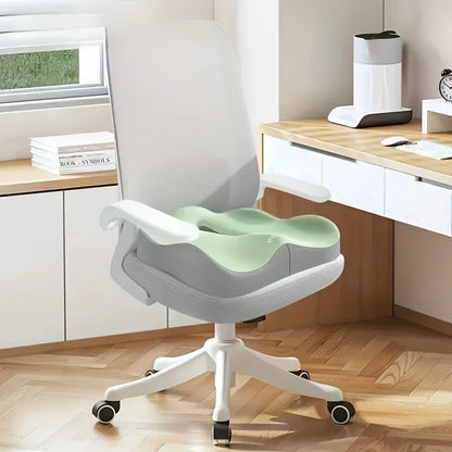 1pc Memory Foam Seat Cushion - 3D Ergonomic Support| Light Green & Grey, Washable Polyester, Car/Office Essentials Beauty World Shop