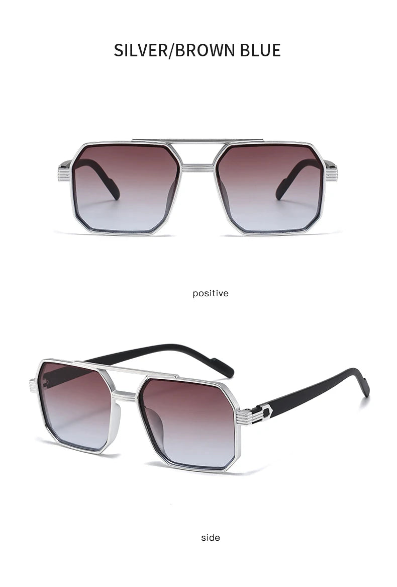 Hiking New Fashion Double Beam Polygonal Anti Light Glasses Retro Personalized Trendy Large Frame Eyewear European and American Beauty World Shop