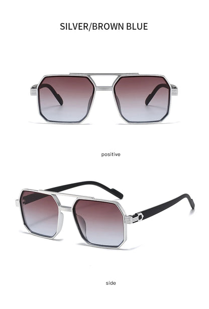 Hiking New Fashion Double Beam Polygonal Anti Light Glasses Retro Personalized Trendy Large Frame Eyewear European and American Beauty World Shop