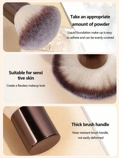 7pcs Professional Makeup Brush Set, Includes: 4pcs Dual-Ended Face Brushes, 1pc Angled Brush, 1pc Short Handle Foundation Brush, Beauty World Shop