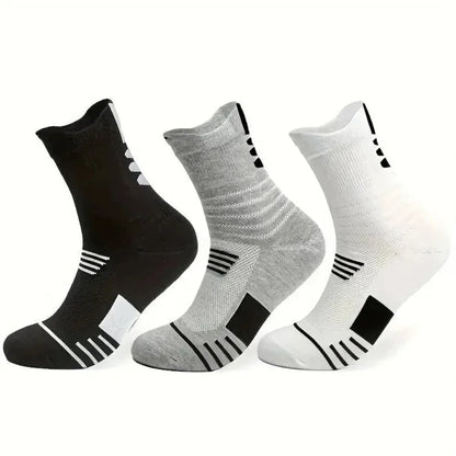 3 Pairs Men's Performance Athletic Crew Socks Comfort Fit Cushion Breathable Socks for Outdoor Running Hiking Sports Beauty Trend Shop