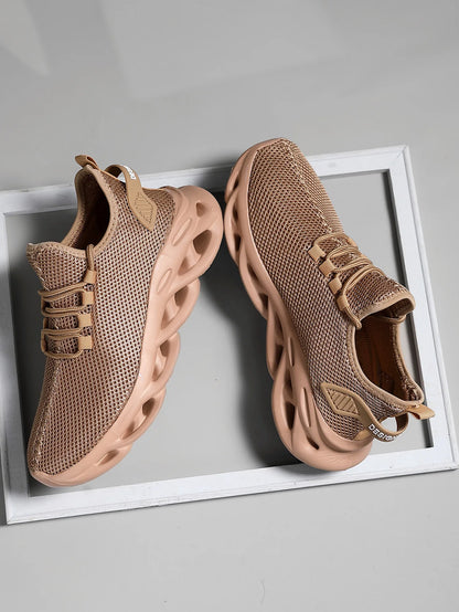 Men Sports Running Black Jogging Shoes Casual Sneakers Brown Outdoor Breathable Mesh Women Light Shock-absorption Black Tennis Beauty World Shop