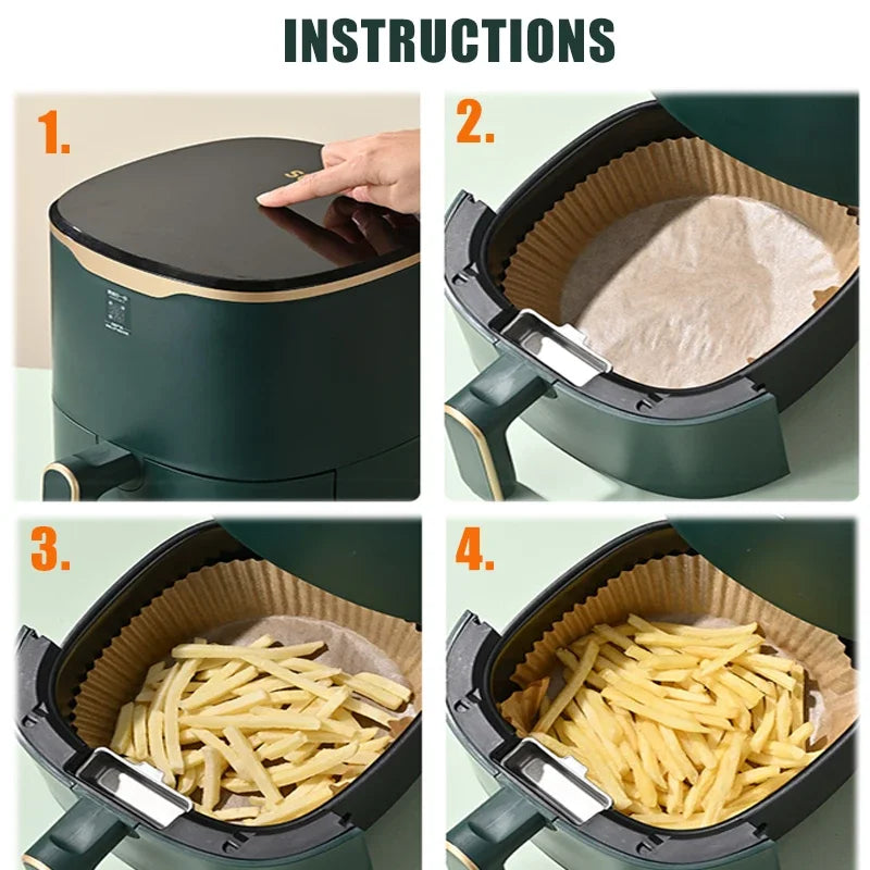 50/100Pcs Air Fryer Disposable Paper Non-Stick Airfryer Baking Papers Round Air-Fryer Paper Liners Paper Kitchen Accessories Beauty World Shop