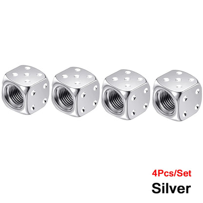 Aluminum Dice Tire Valve Caps Dustproof Car Truck Motocycle Bike Dice Wheel Stem Tyre Tire Wheel Stem Air Valve Dust Cap Cover Beauty World Shop