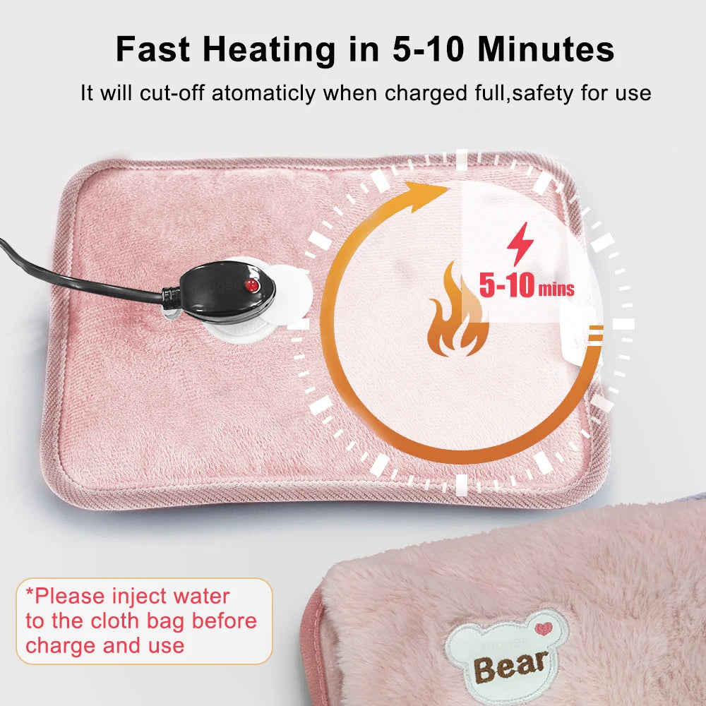 Electric Hot Water Bag Winter Portable Soft Electric Hand Warmer Rechargeable Reusable Explosion-Proof Warming Hand Pillow Beauty World Shop