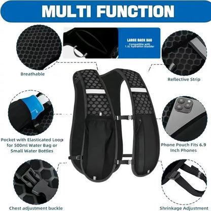 Running Hydration Vest for Women and Men, Water-Resistant, Breathable, Backpack for Runs, Hiking, Cycling, Trails, Marathons Beauty World Shop