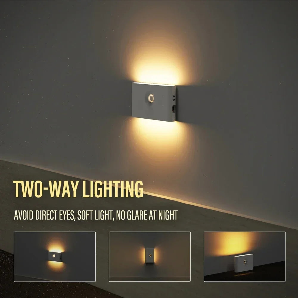 Mini LED Intelligent Sensor Night Light Wireless USB Rechargeable Motion Sensor Wall Light for Bedroom Corridor Cabinet Lighting Beauty World Shop