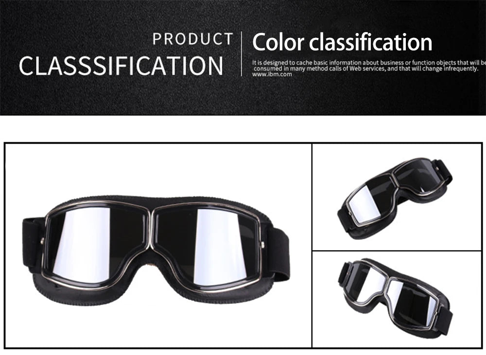 Motorcycle Glasses Windproof Motorcycle Helmet Glasses Sunglasses Retro Universal Folding Leather Retro Motorcycle Accessories Beauty World Shop