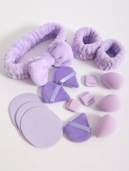 15 件套 Cosmetic Puff Makeup Sponge Blender Beauty Egg Foundation Sponges Puff Wash Face Headband Wristband Make up Accessories Beauty World Shop