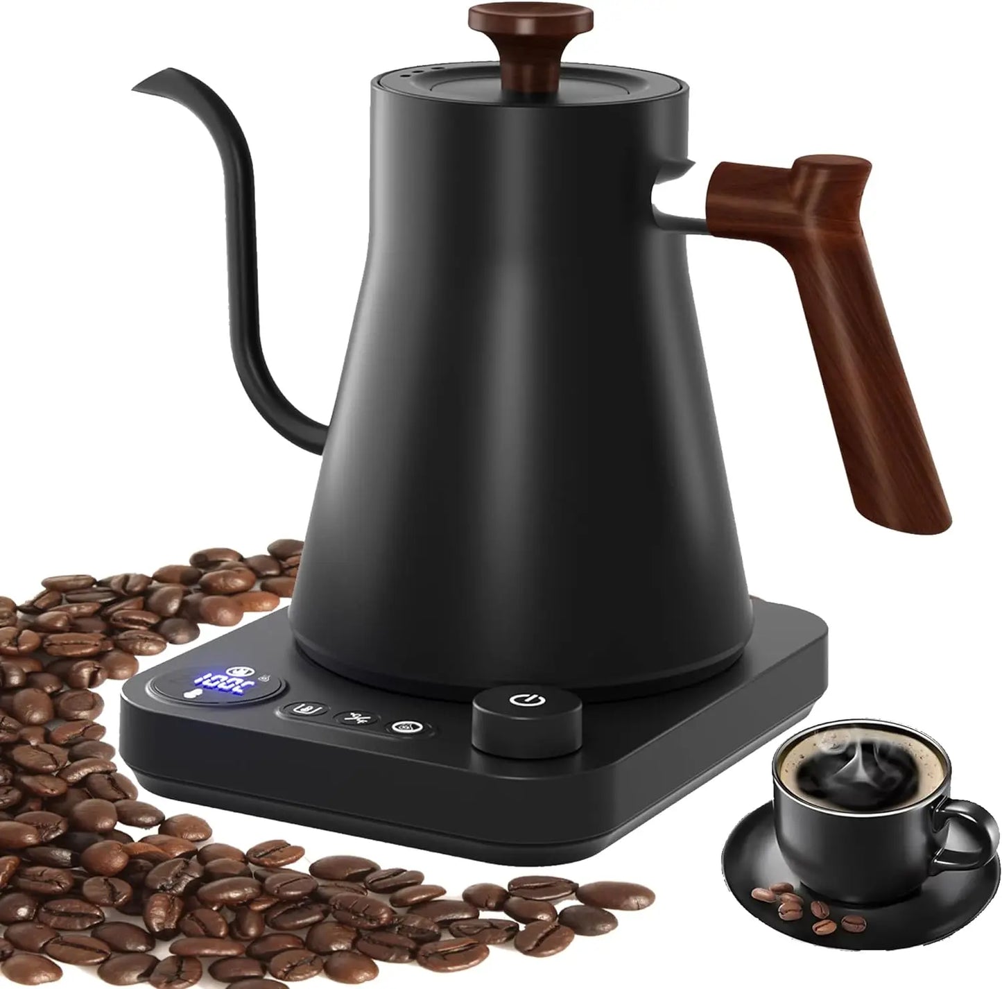 Electric Gooseneck Kettle 900ML Hand Brew Coffee Pot Smart Teapot Temperature Control Pot Rapid Heating Kettle 110v/220v Beauty World Shop