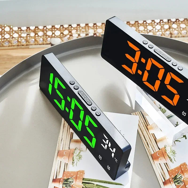 Voice Control Digital Alarm Clock Temperature Dual Alarm Snooze Desktop Table Clock Night Mode 12/24H LED Clock Watch Desk Clock Beauty World Shop