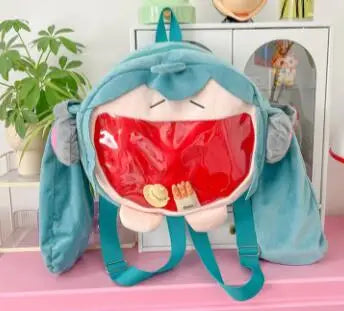 Hatsune Miku Shoulder Bag Backpack Cute Anime Girl Plush Cartoon Kawaii Knapsack Student Bag Packet For Kids Gifts Toys Beauty World Shop