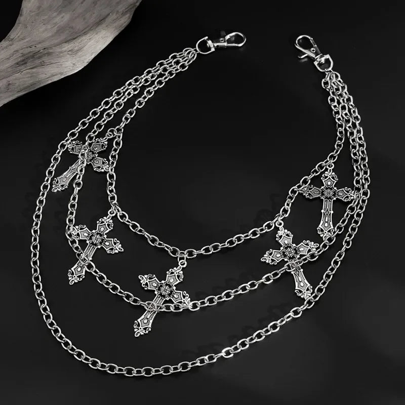 Fashion Punk Metal Pants Chain Hip Hop Waist Chain Cross Pendant Jeans Chain For Men Women Accessories Gifts Beauty World Shop