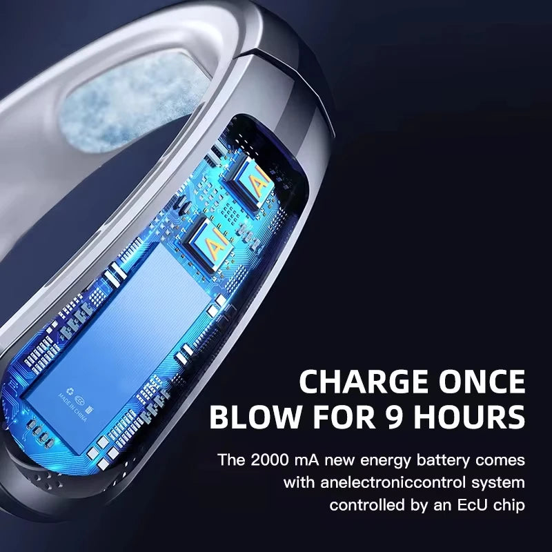 8000mAh Hanging Neck Fan Portable Bladeless USB Rechargeable Mute LED Digital Display Air Cooler Hands Free Fan for Home Outdoor Beauty World Shop