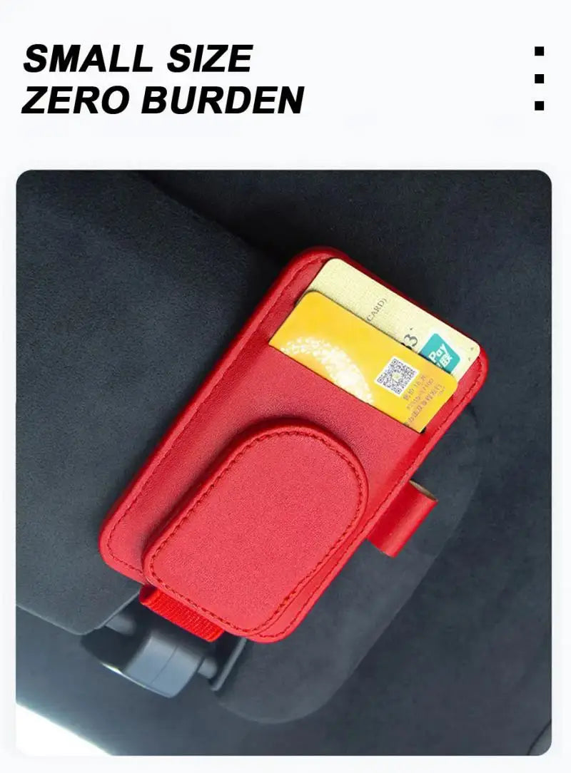 Multifunctional Pu Leather Car Sun Visor Glasses Holder Creative Sunshade Sunglasses Storage Case Magnetic Clip Pen Card Holder Beauty World Shop