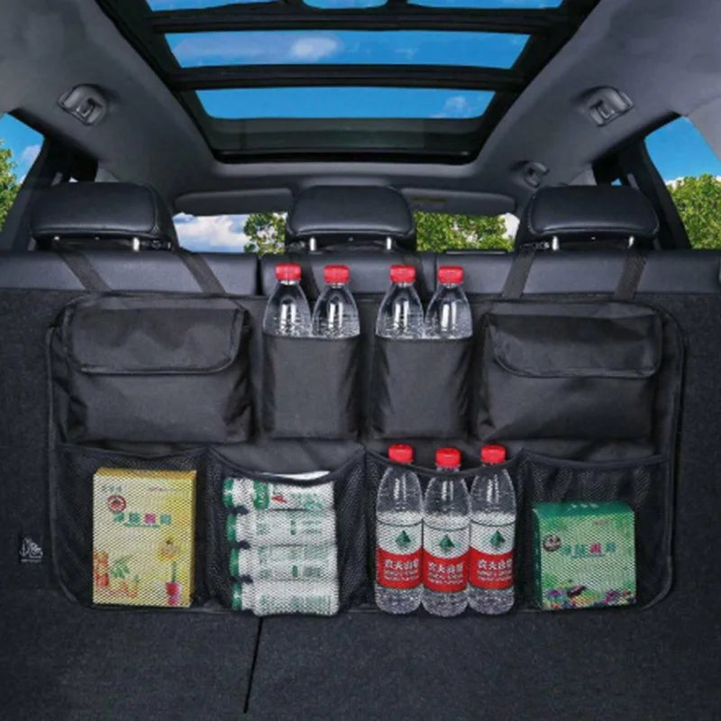 Car Trunk Organizer Adjustable Backseat Storage Bag Net High Capacity Multi-use Oxford Automobile Seat Back Organizers Universal Beauty World Shop