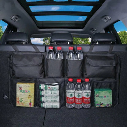 Car Trunk Organizer Adjustable Backseat Storage Bag Net High Capacity Multi-use Oxford Automobile Seat Back Organizers Universal Beauty World Shop
