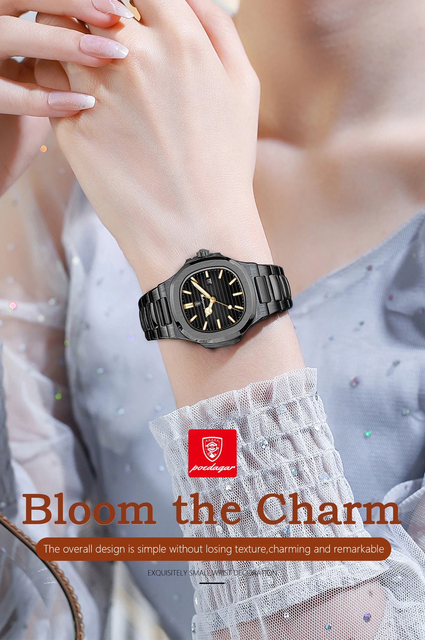 POEDAGAR Trendy Women’s Wristwatch Stainless Steel Date Quartz Ladies Watch Waterproof Luminous Original Watches For Woman Reloj Beauty World Shop