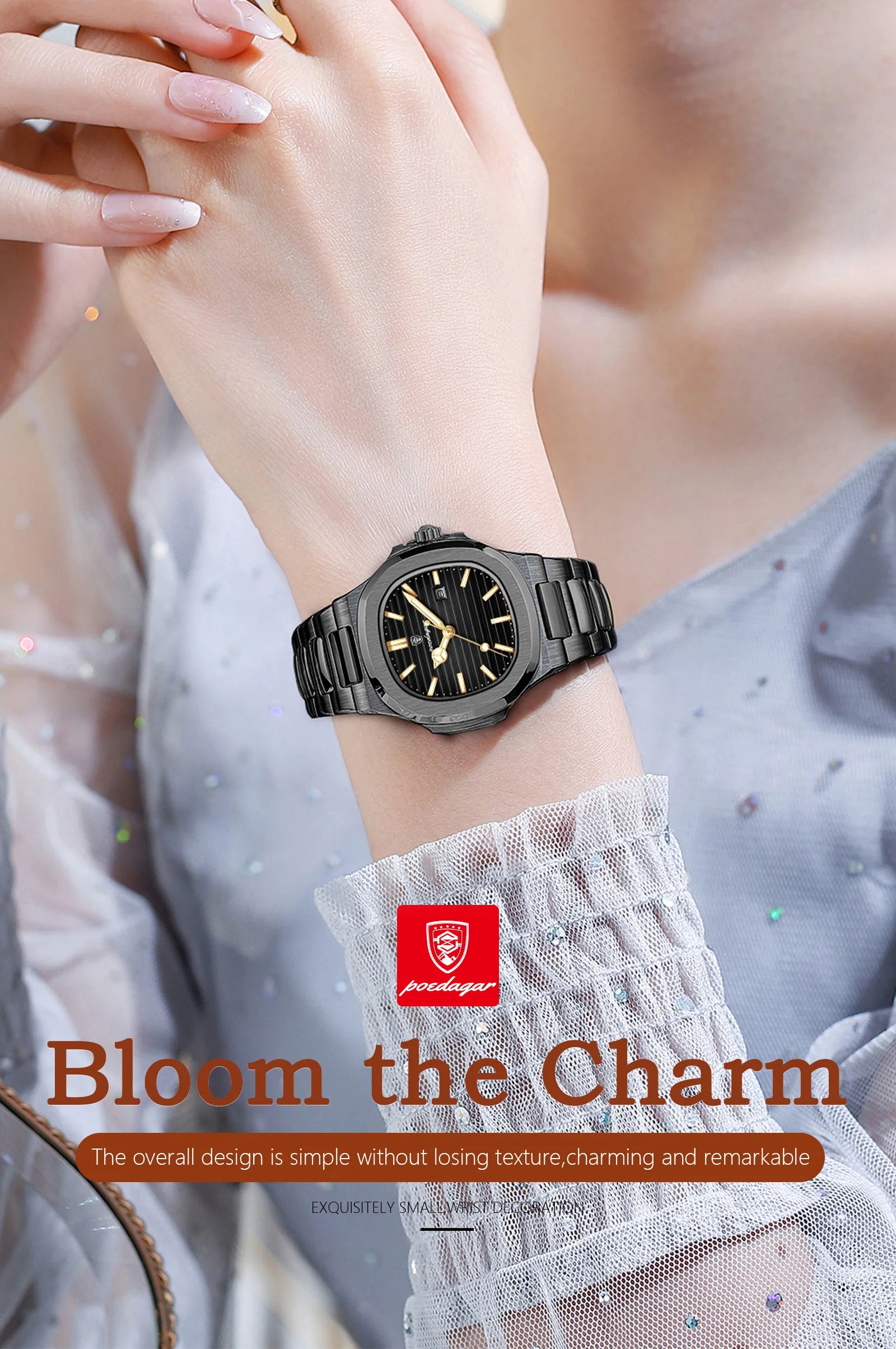 POEDAGAR Trendy Women’s Wristwatch Stainless Steel Date Quartz Ladies Watch Waterproof Luminous Original Watches For Woman Reloj Beauty World Shop