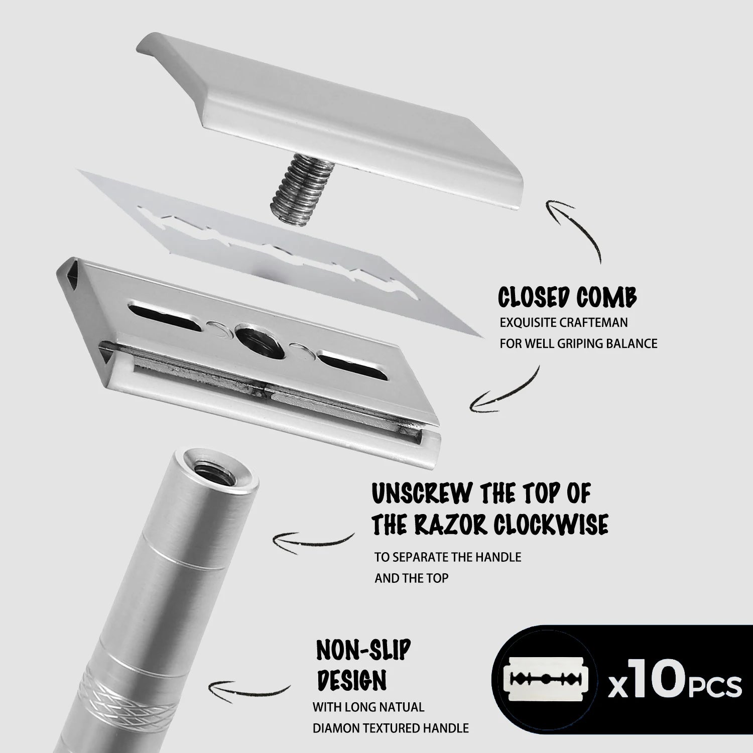 Double Edge Safety Razor with 5 Spare Blades 30° Angled Precision Reusable Single Blade Razors for Men and Women Beauty World Shop