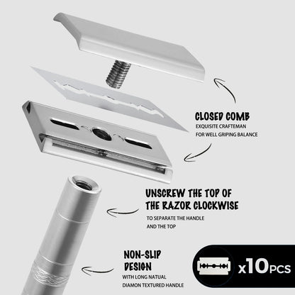 Double Edge Safety Razor with 5 Spare Blades 30° Angled Precision Reusable Single Blade Razors for Men and Women Beauty World Shop