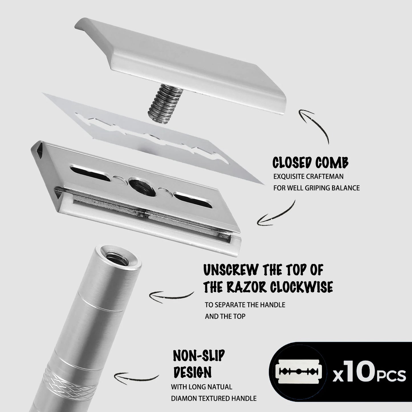 Double Edge Safety Razor with 5 Spare Blades 30° Angled Precision Reusable Single Blade Razors for Men and Women Beauty World Shop