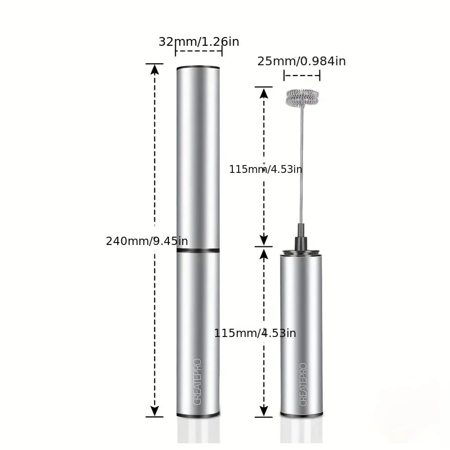 Rechargeable Stainless Steel Milk Frother 2 Speeds for Latte Cappuccino Espresso Home And Barista Use Beauty World Shop