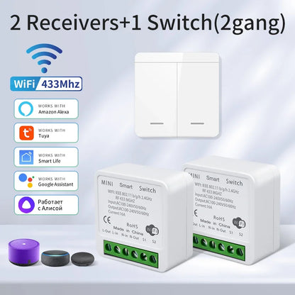 Wifi Smart Switch for Led Lighting Tuya Smart Life RF 433MHz Remote Voice Control Alexa Google Alice 1/2/3 Gang Wireless Switch Beauty World Shop