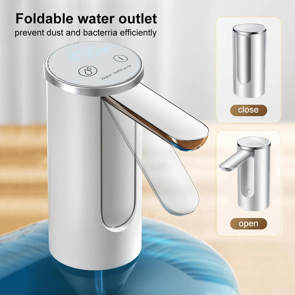 Electric Water Gallon Bottle Pump Automatic Water Dispenser Pump 19 Liters Foldable Desktop Water Bottle Pump H3 Rechargeable Beauty World Shop