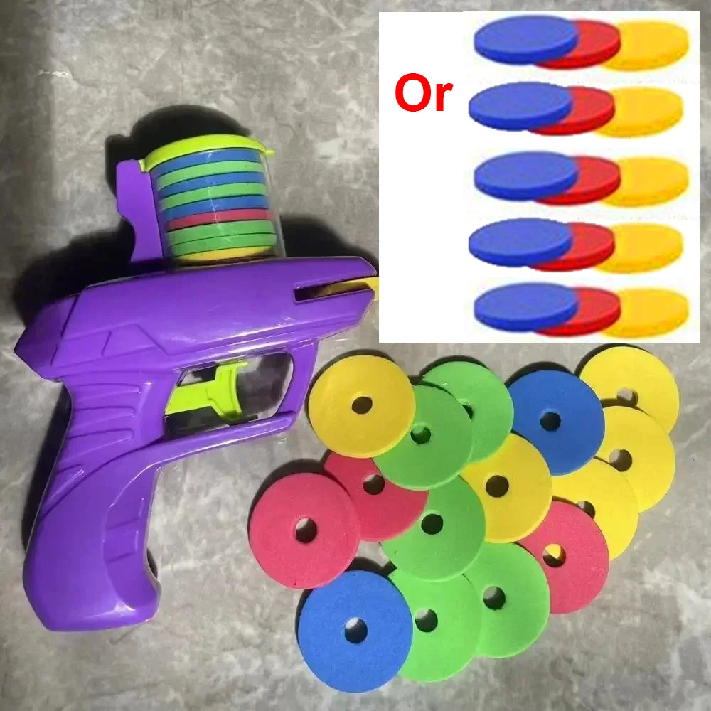 Kids Outdoor Game Foam Disc Gun Toy Flying Disc Shooting Launcher Gun Double Parent-child Interactive Children Toy Beauty World Shop
