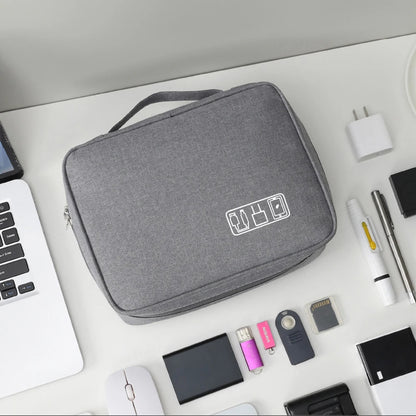 Black Oxford Cloth Electronic Accessory Storage Bag, Cube Travel Bag, Portable Data Cable Headphone Organizer Bag Office suppli Beauty World Shop