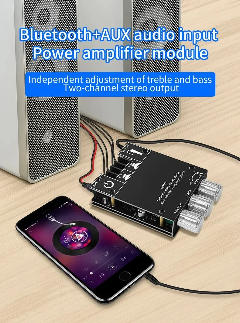 Bluetooth 5.0 Subwoofer Amplifier Board 2.0 Channel High Power Audio Digital HIFI Stereo Amplifier Board 2X50W Bass AMP ZK-502MT Beauty World Shop