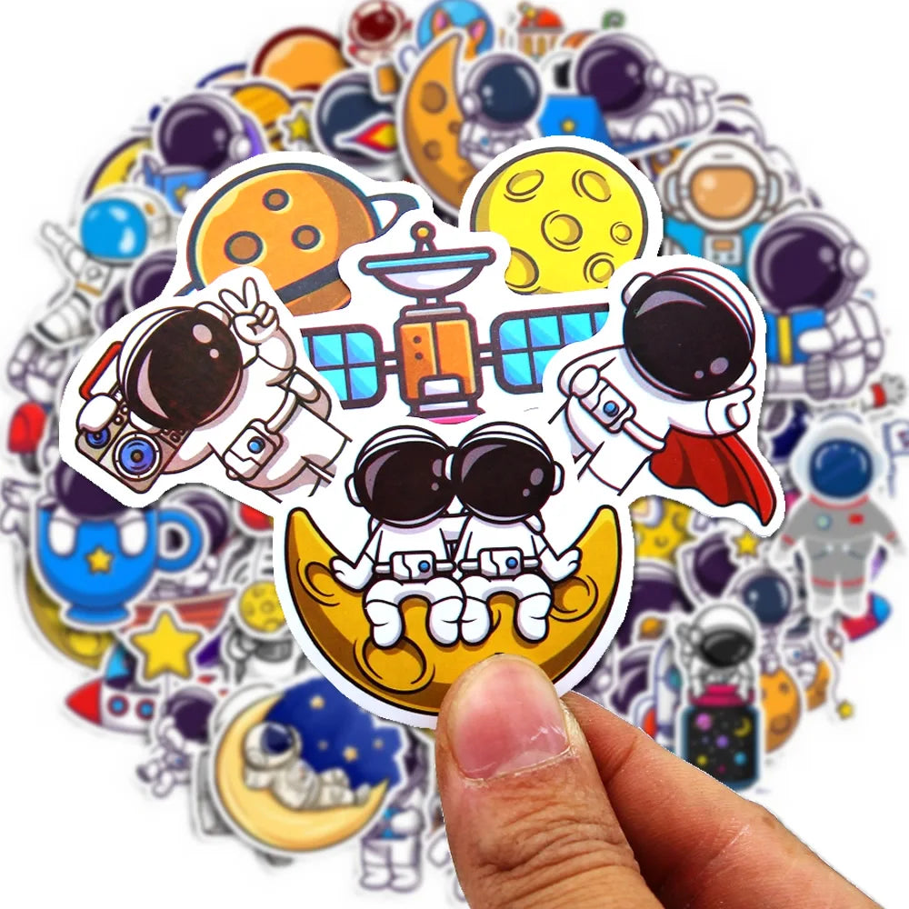 40-240pcs Astronaut Cosmonaut Stickers Cartoon Cute Decals Toy Stationery Guitar Phone Laptop Luggage Car Graffiti Kids Sticker Beauty World Shop