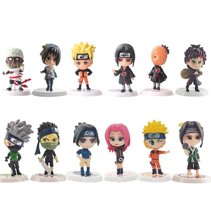 Hot 12pcs/set Anime Figure Naruto Shippuden Hinata Sasuke Itachi Kakashi Gaara Action Figure Q Version PVC Figures Toys Gift Beauty World Shop
