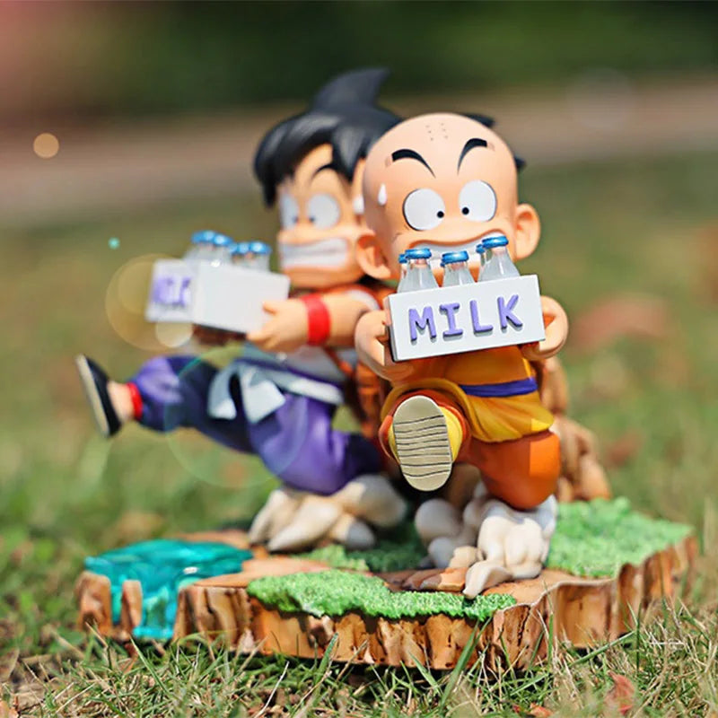 15CM Dragon Ball Anime Figure Son Goku and Krillin Milk Delivery Model Action Figures Periphery Doll PVC Model Gifts Toys Beauty World Shop