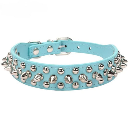Adjustable Leather Pet Dog collar Neck Strap Supplies PU Leather Punk Rivet Spiked Dog Collar Pet Collars For Small Dog Cat Beauty World Shop