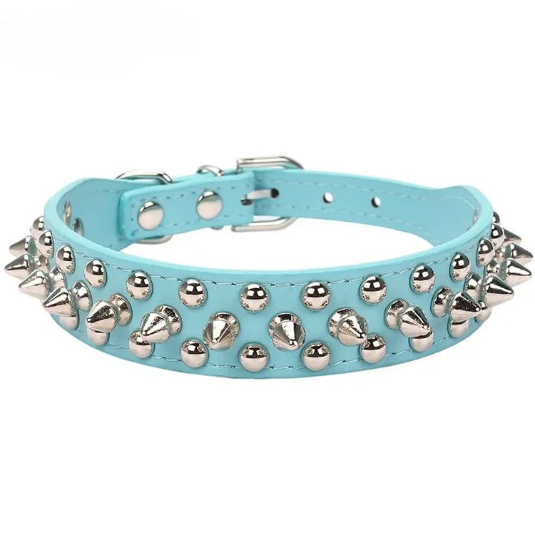 Adjustable Leather Pet Dog collar Neck Strap Supplies PU Leather Punk Rivet Spiked Dog Collar Pet Collars For Small Dog Cat Beauty World Shop